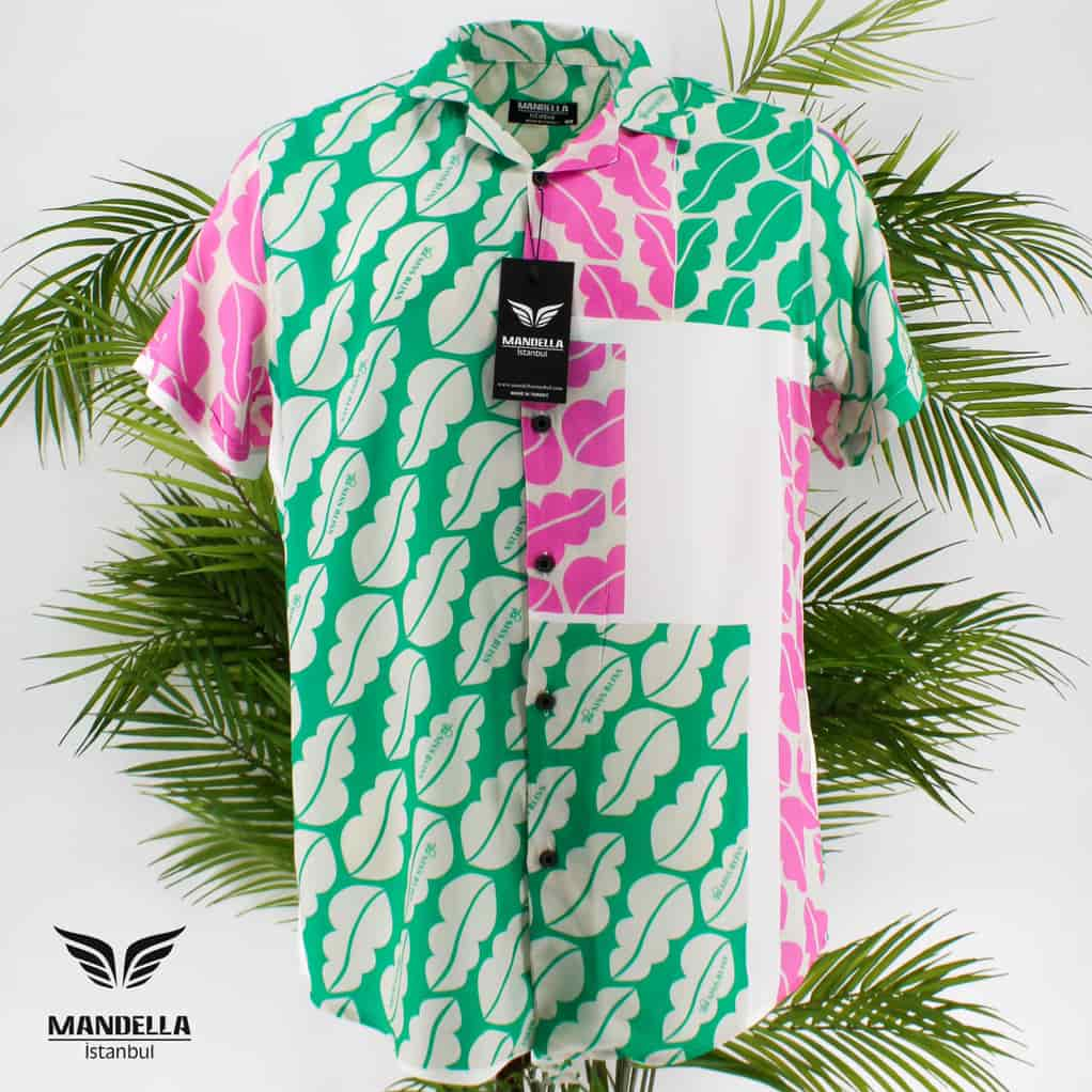 Chemise manche courte MANDELLA | motif vert | taille Xl