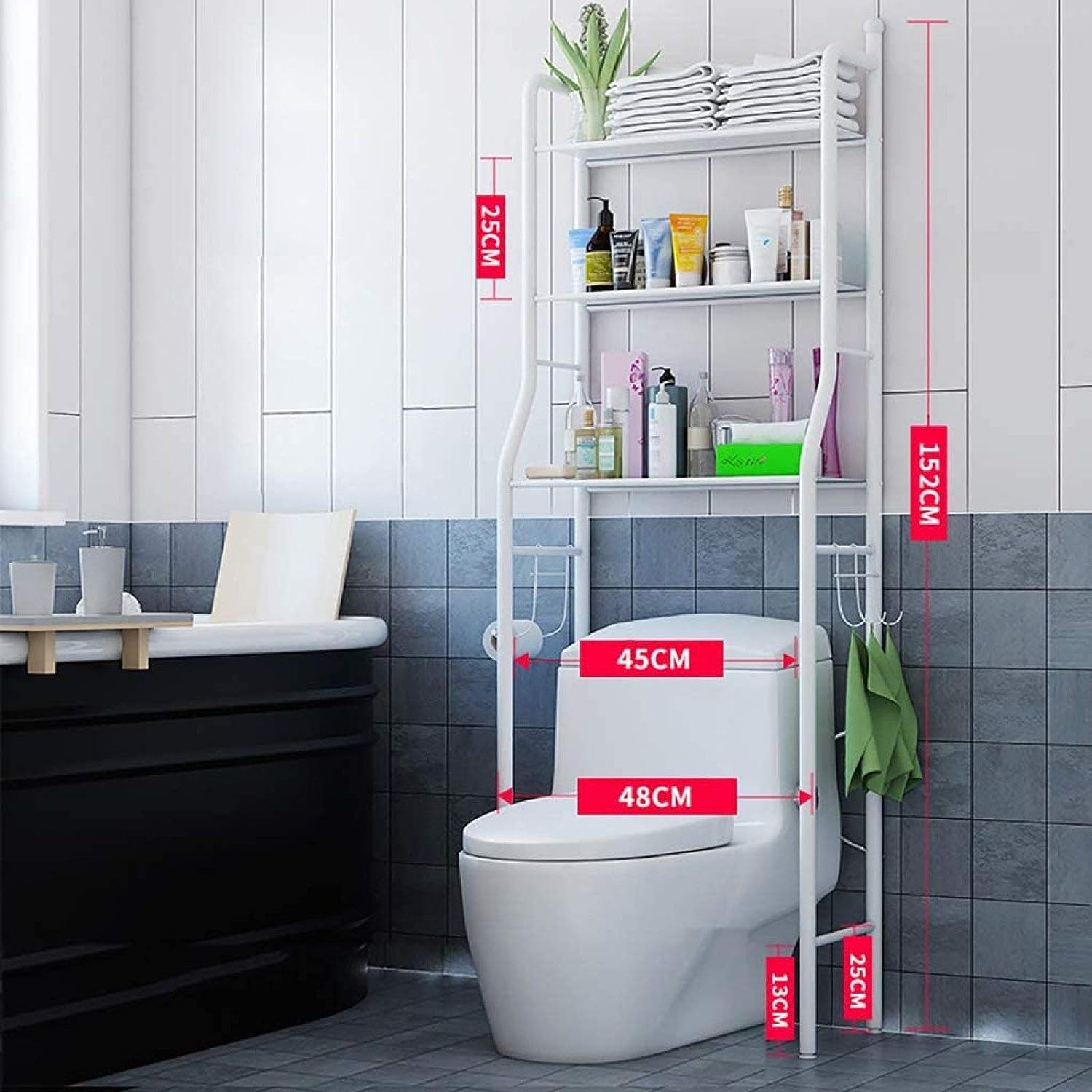 Unité de rangement pour toilettes, porte-serviettes de bain en métal, étagère de