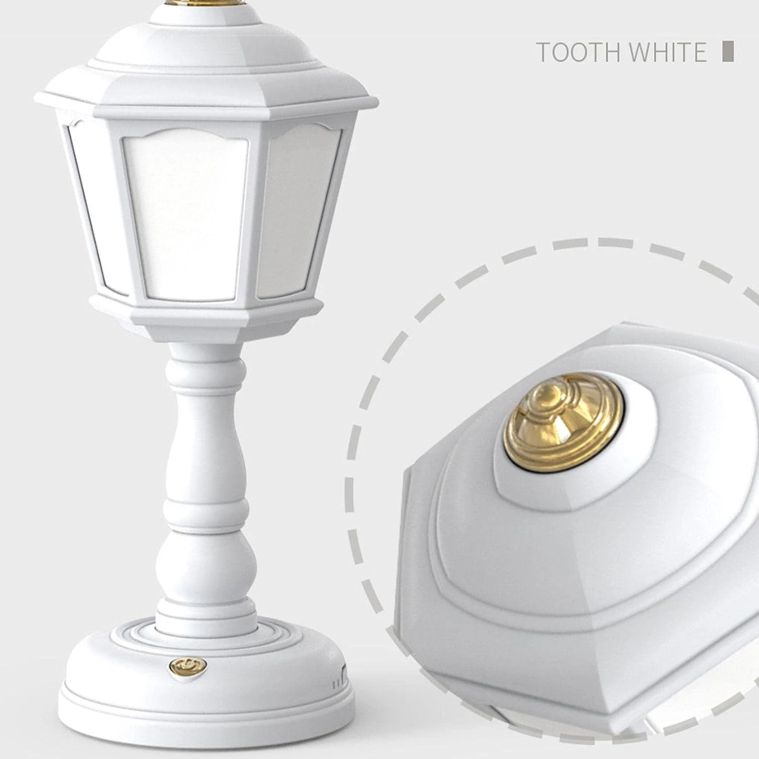 S-JIANG Lampe de bureau rétro - Lampe de table à chargement USB - Mini lampadaires de rue - Veilleuse tactile à intensité variable - Cadeau de décoration- couleur blanche