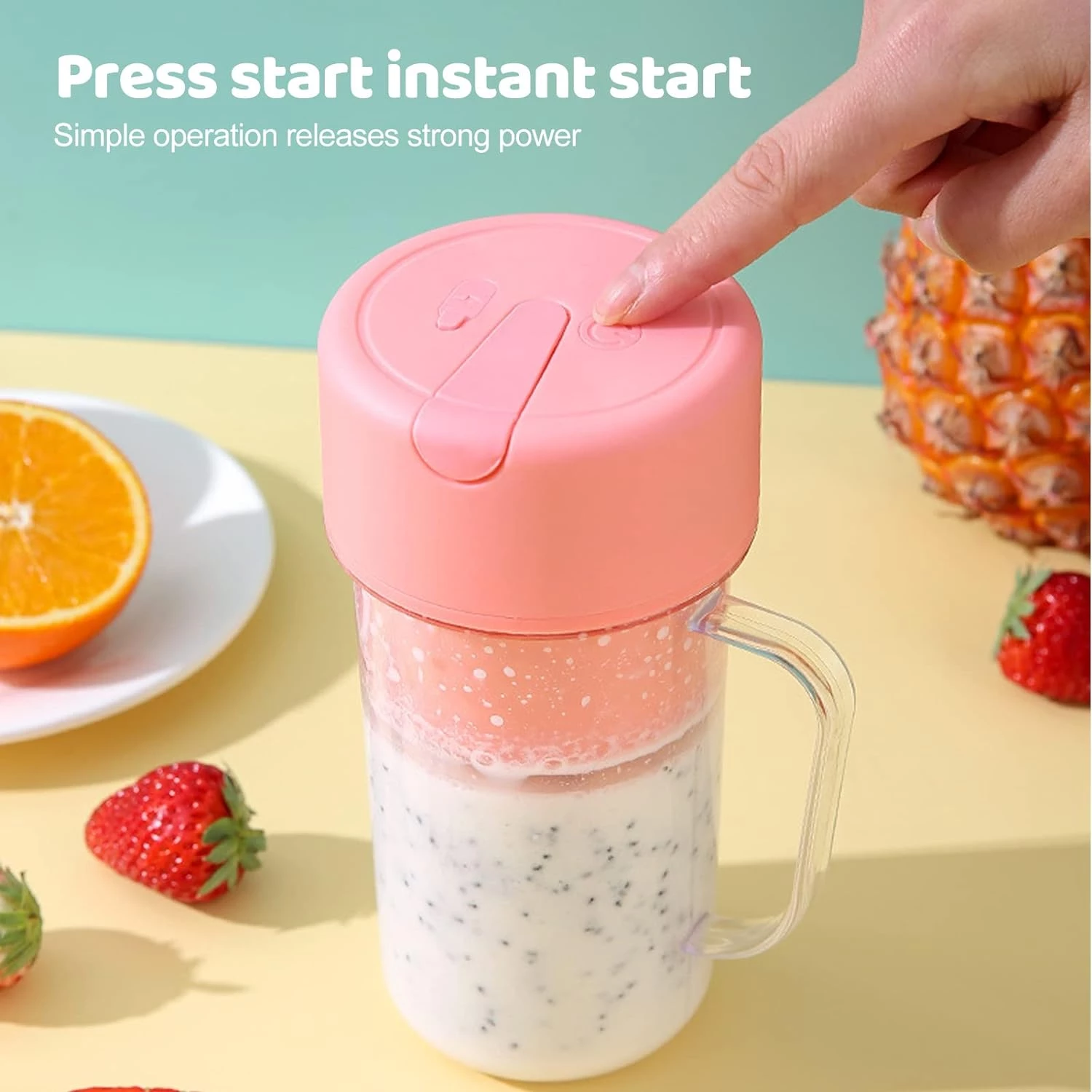 Blender Smoothie, 420ML Mixeur Blender Portable Blender Mini Mixeur Mixer, Fresh Juice Blender Bouteille, Smoothie Mixer Blender Bottle Multifonctionnel Personal Blender Bottle avec USB Rechargeable